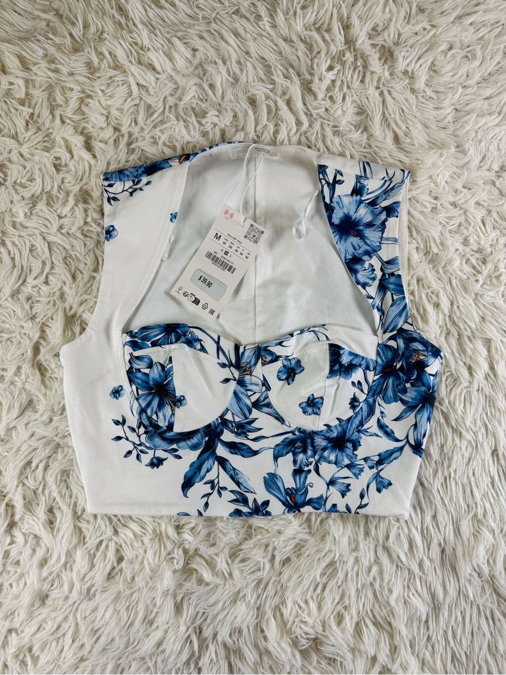 Zara Bustier Floral Cropped Top